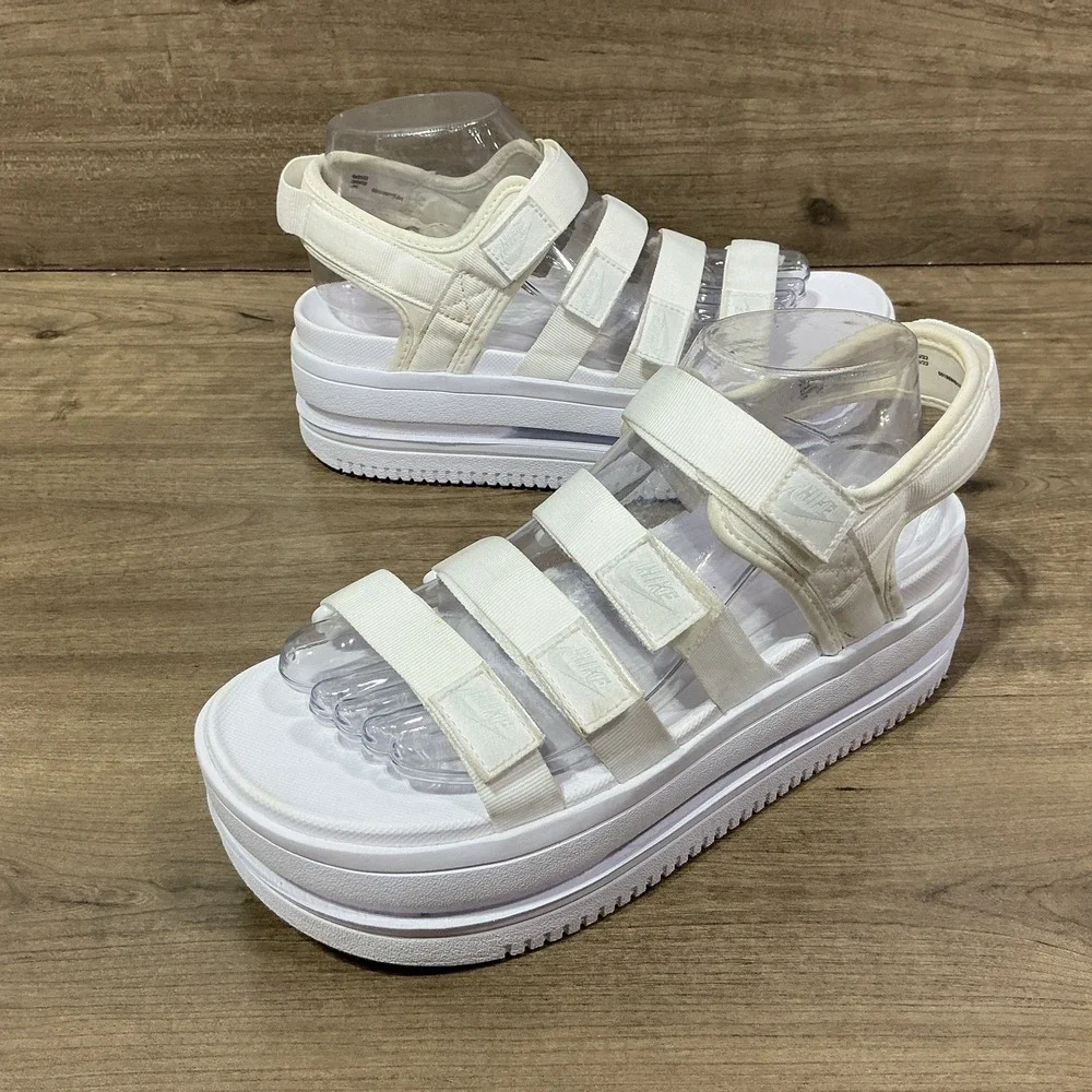 Nike Icon Classic Sandals NA White Platinum-White DH0224-100 Women's Size 9